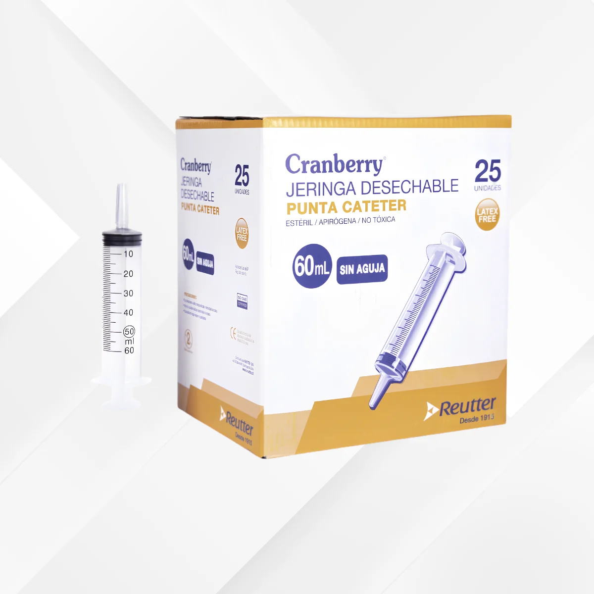 JERINGA DESECHABLE SIN AGUJA CON PUNTA CATÉTER 60 ML