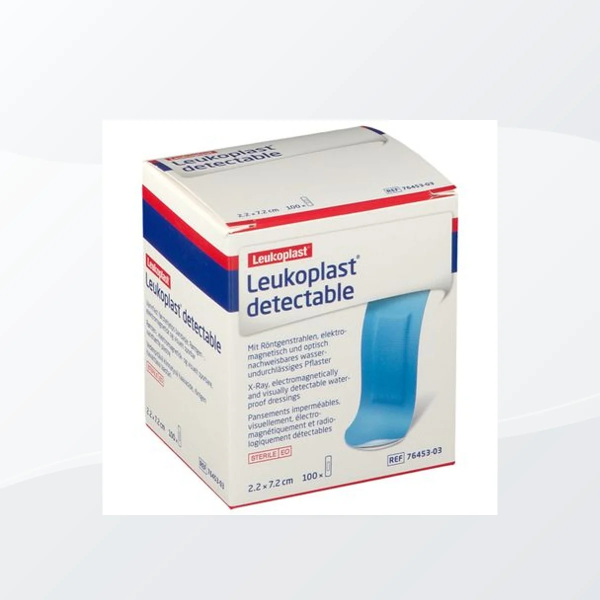 LEUKOPLAST DETECTABLE STERILE AZUL 2.2 X 7.2 CM – CAJA DE 100 UNDS